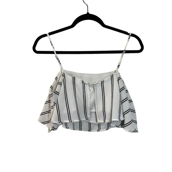 Windsor Pant Crop Top Set Medium White Striped Wide Leg Flowy Blouse Sleeveless - Picture 4 of 8